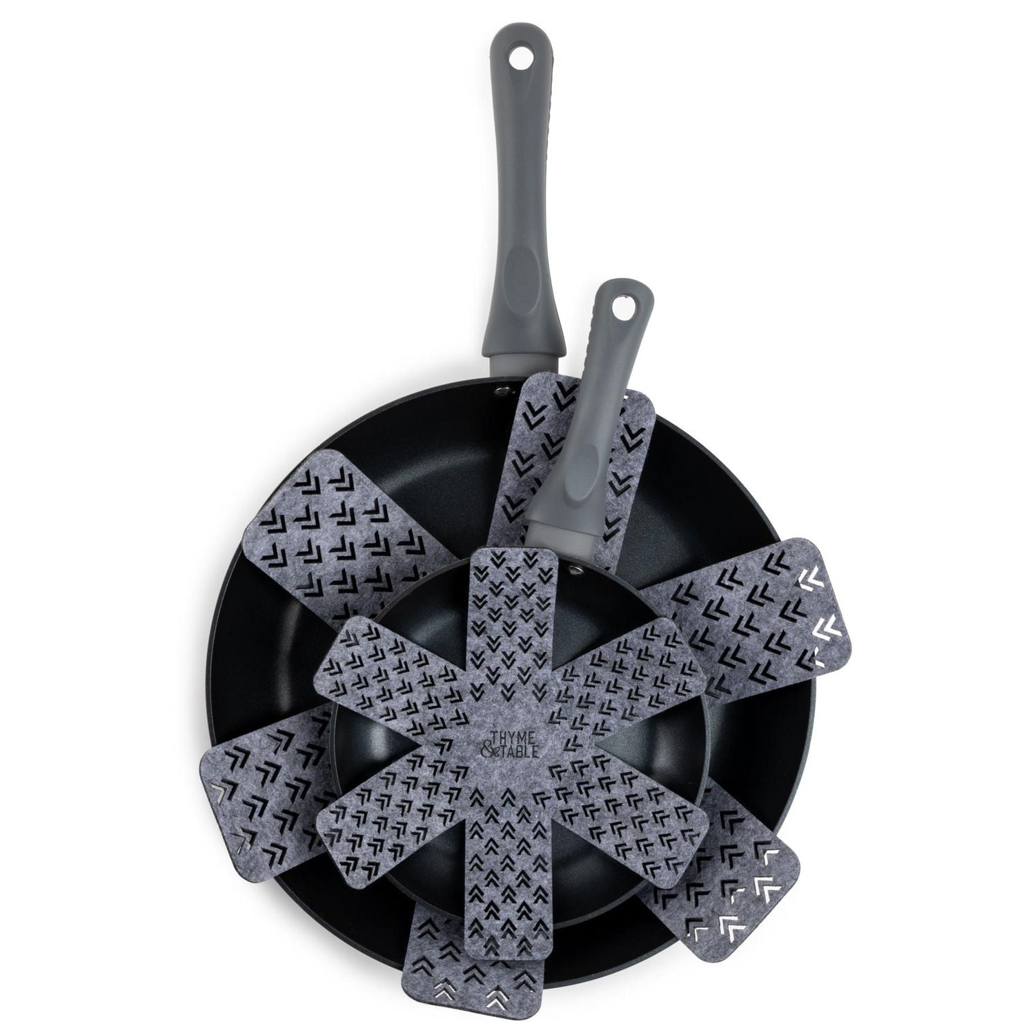 Thyme & Table Non-Stick Fry Pan Set with Protectors, Grey