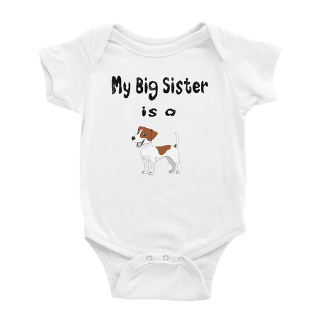 

My Big Sister Is A Jack Russell Terrier Dog Funny Newborn Clothes Boy Girl Unisex