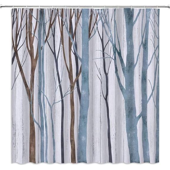 Tree Shower Curtain Abstract Birch Tree Trunk Autumn Leafless Fall Forest Branch Nature Rustic Vintage Bathroom Decor Fabric Curtain with Hooks