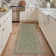 thumbnail image 3 of KUETH 2X10 Machine Washable Runner Rug, Low Pile Non-Slip Backing Carpet for Hallway, Kitchen and Bedroom, Pet-Friendly Vintage Floral Runner Rug, Green, 3 of 7