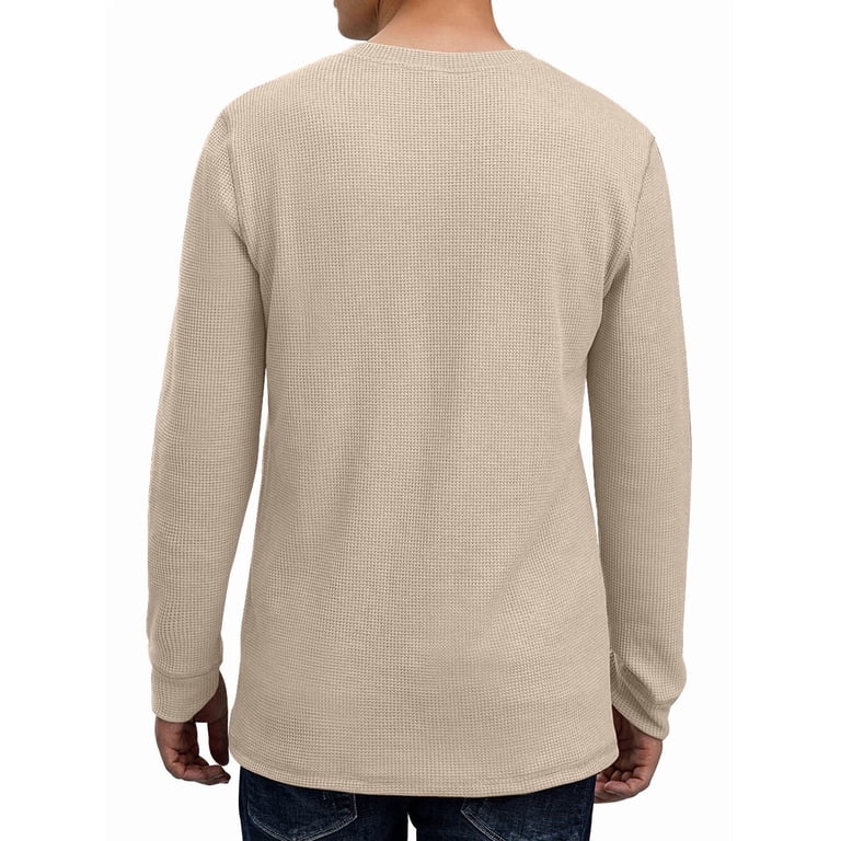 GIRUNS Men's Long Sleeve Waffle Henley photo 2