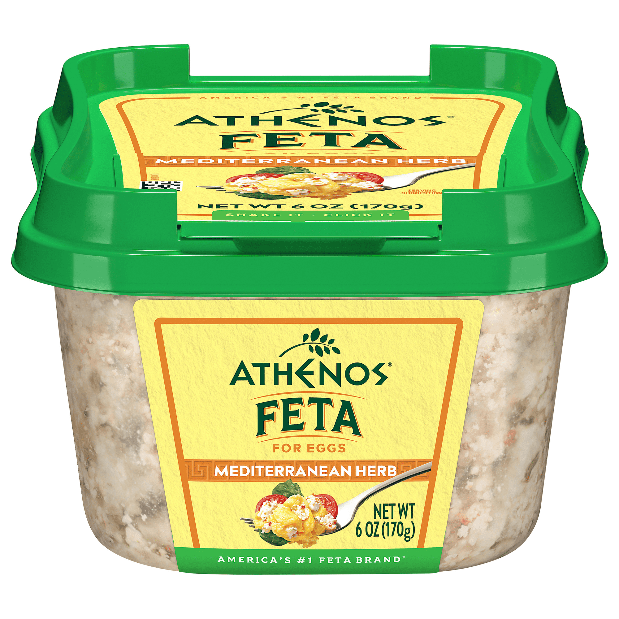 Athenos Mediterranean Herb Crumbled Feta Cheese 6 oz, Refrigerated, Plastic Tub