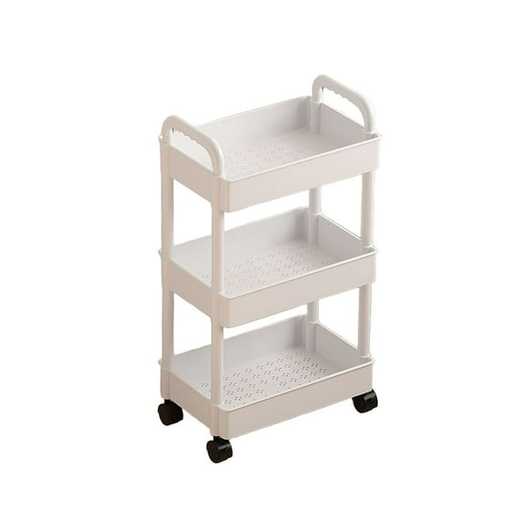 Fesfesfes Clearance 3 Tier Slim Rolling Storage Cart with Wheels Plastic Utility Cart Organizer for Snack Art Nail Makeup in Bathroom Laundry Room Kitchen Bedside Narrow Space
