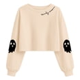 thumbnail image 4 of WhouRiu Girls Halloween Graphic Tees Kids Long Sleeve Crew Neck Crop Tshirt Comfortable Cute Holiday Party T Shirts,6-7 Years, 4 of 4