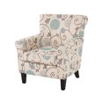 thumbnail image 3 of Accent Club Chair, Classic Rolled Arms, Floral White and Blue Fabric Design, 3 of 5