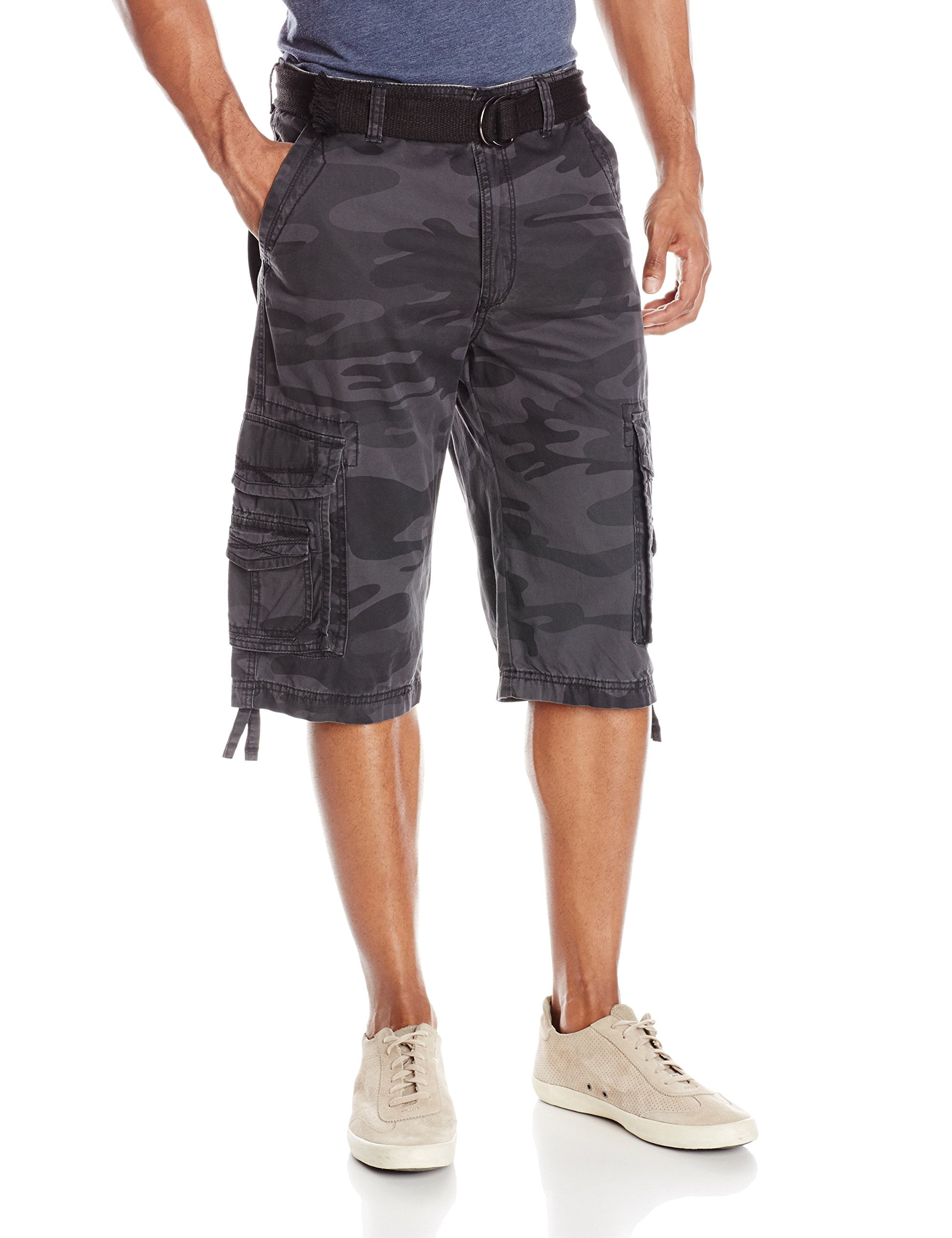 Unionbay - Black Mens Camo Cargo Belted Cotton Shorts 42 - Walmart.com ...