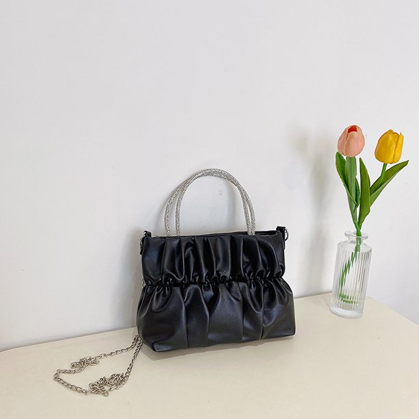 Bolso de mano para mujer, cadena de cuero PU, Bolso para axilas, Bolso cruzados simples de verano