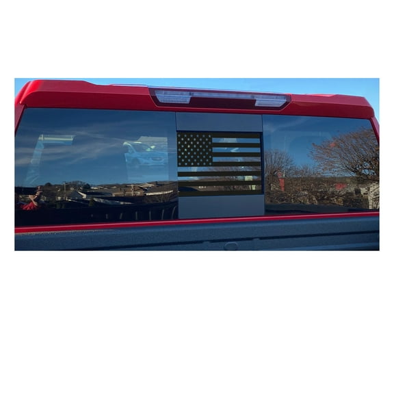 Chevy Silverado 1500 Matte Black Rear Window American Flag Decal 2019-2026