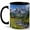 Black, variant on Alpine Cabin Mountain Coffee Mug, Outdoor Nature Mug, Hiking Birthday Christmas Gift, Snowy Peak Stream Wildflower Landscape Art, 11 oz White Ceramic Coffee Cup for Tea Lovers