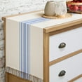 thumbnail image 4 of Native Fab Dining Stripe Table Runner with Tassels 100% Cotton, 14"x72", Sky Blue, 4 of 5