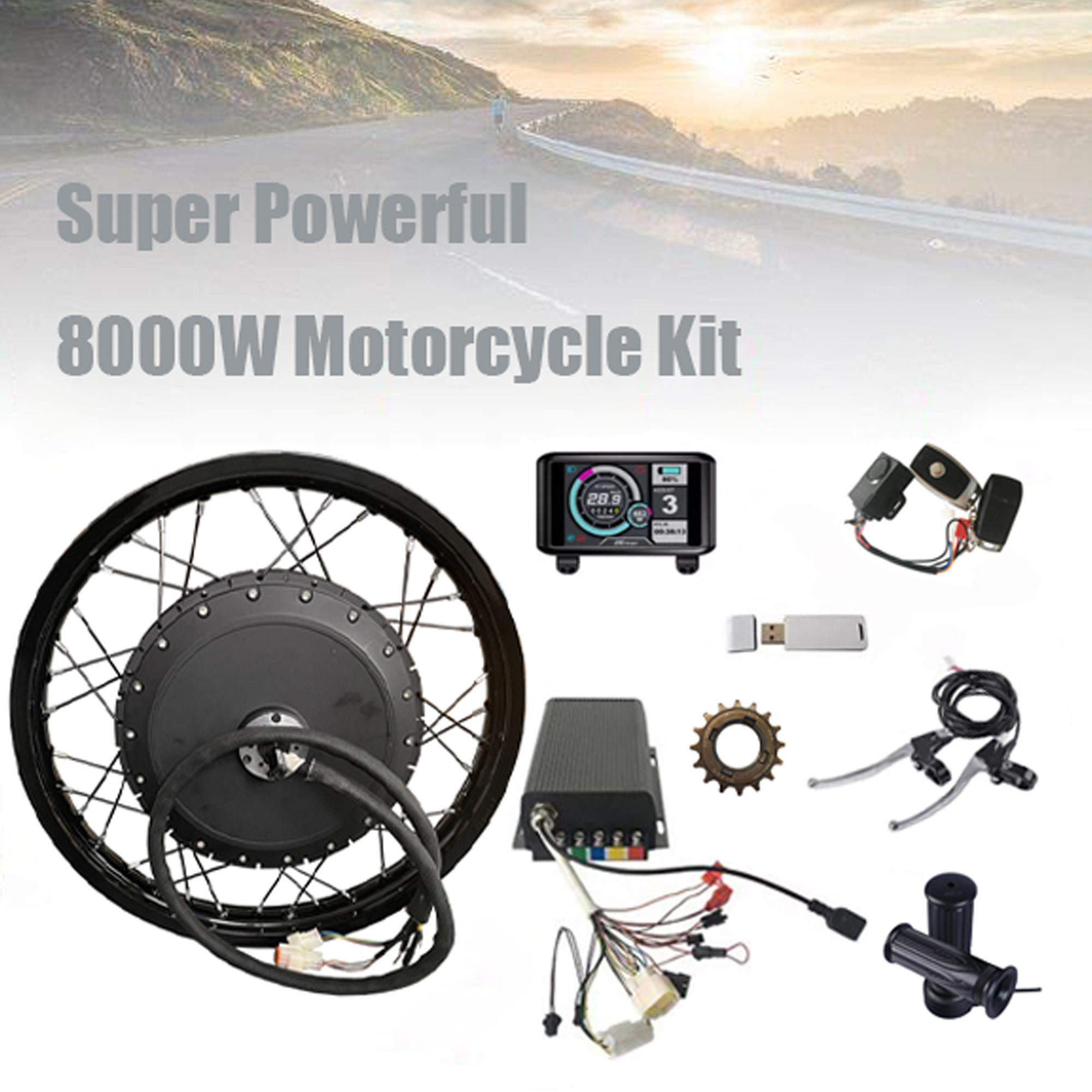 Bluetooth Programming 19inch 72v 8000w QS V3 273 3.5T Motor Electric Bike Hub Wheel Motor Conversion Kit with Sabvoton 72v 150Amp sine Wave Controller