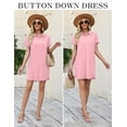 thumbnail image 4 of Ekouaer Nightgowns for Women Button Down V Neck Sleepshirt Short Sleeve Nursing Dress, 4 of 6