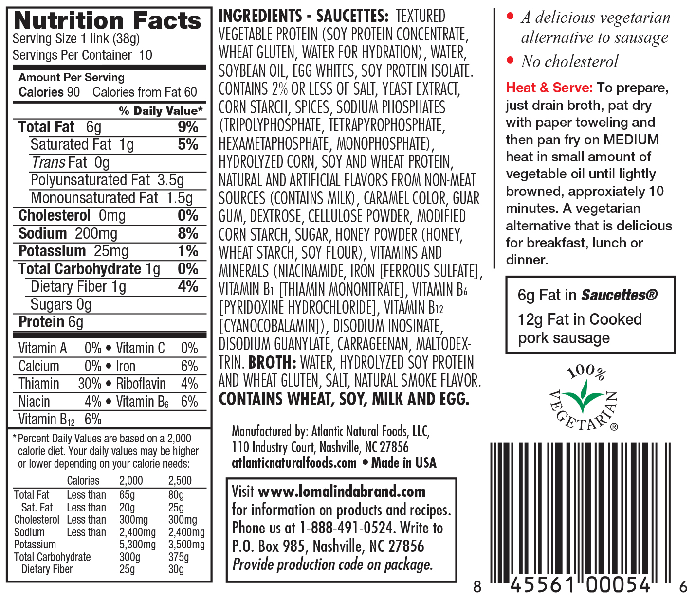 Loma Linda Saucetts Sausage 19 oz