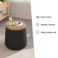 thumbnail image 6 of VENTOPYR Concrete Outdoor Side Table with Wood Grain Top,Small Cylinder Shaped Round Accent End Table for Patio, Garden,Black, 6 of 6