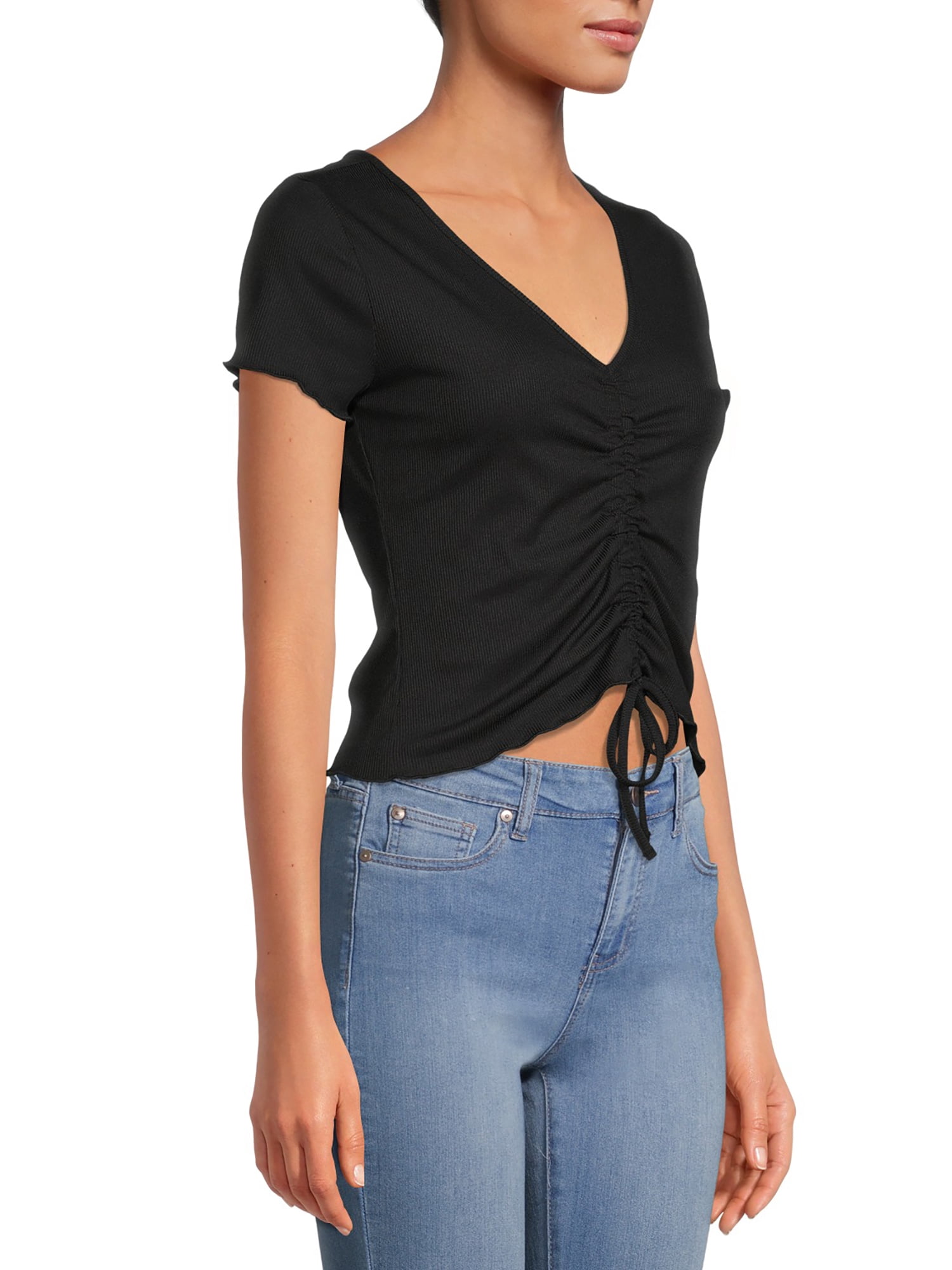 Eye Candy Junior' Ruched V-Neck T-Shirt