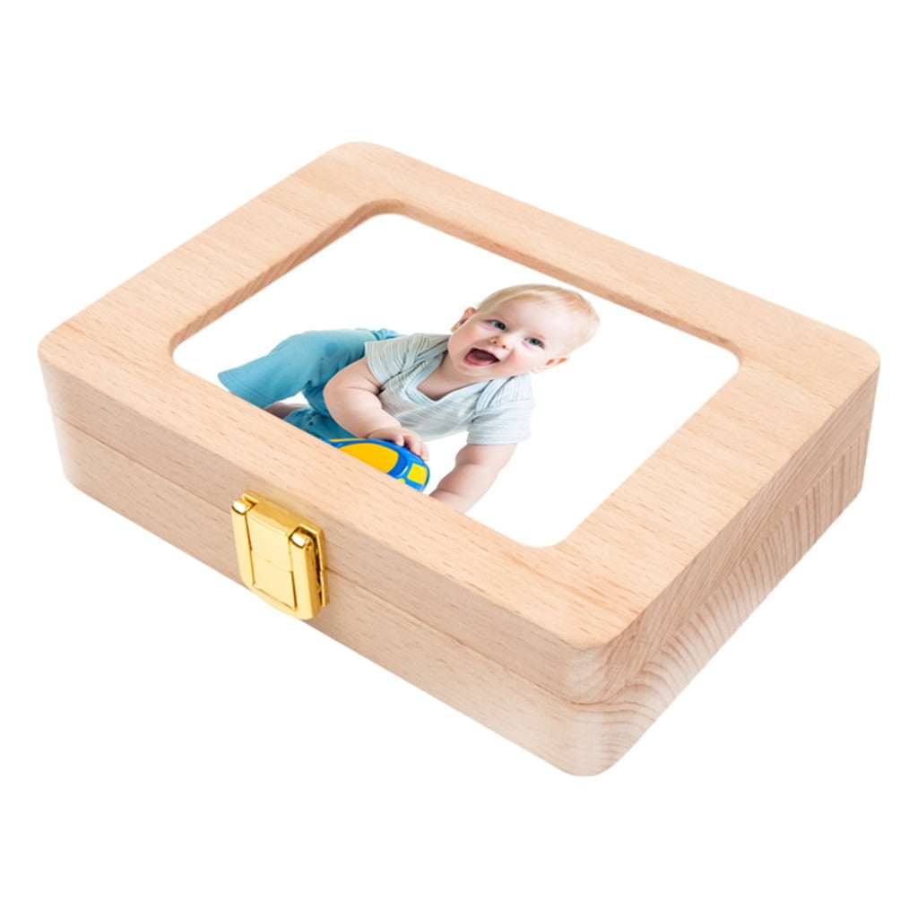 HomeSailing Kids Tooth Storage Case Box Wooden Baby Fallen Milk Teeth Fairy Keepsake Container Organizer Holder for Boy 