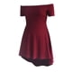 thumbnail image 2 of Vestido de cóctel de verano con cintura alta y hombros descubiertos para mujer borgoña Zulema  fuera del vestido del hombro, 2 of 8