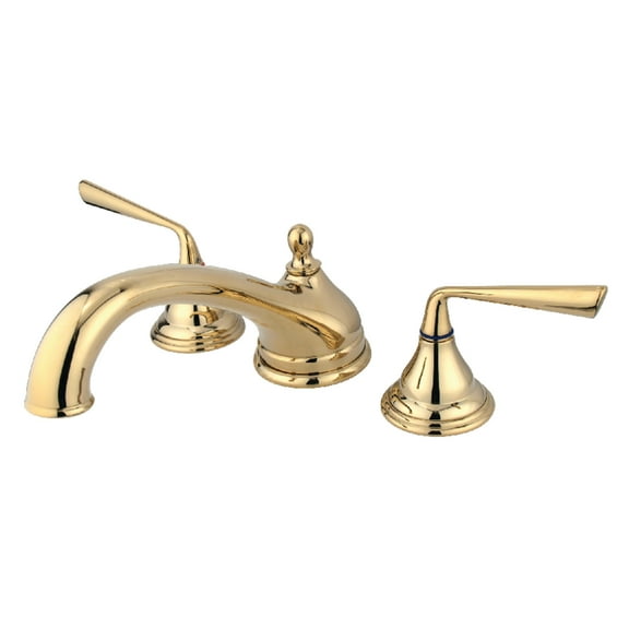 Kingston Brass KS5532ZL Silver Sage Two-Handle Deck Mount Roman Tub Faucet, Polished Brass