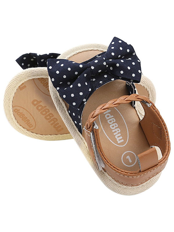 Baby Boys Girls Summer Bow Sandals PU Leather Rubber Sole Non-Slip Toddler Shoes 