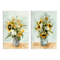 Stupell Industries Traditional Country Sunflower Bouquets Painting Unframed Art Print Wall Art, Set of 2, Design by Emma Caroline