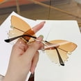 Lady Butterfly Sunglasses Glasses Party Rimless Irregular Design Sunglasses For Both Men And