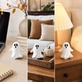 thumbnail image 5 of Miwamany Cute White Resin Halloween Ghost Figurine, Halloween Tabletop Statue, Compact Freestanding Ornament for Shelf Desk Window Mantel Indoor Party Home Decoration, 5 of 6