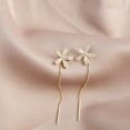thumbnail image 1 of Pendientes de oreja con borlas de flores personalizadas de moda en vivo con aguja de plata, de longitud media, exquisitos y penetrantes, 1 of 5