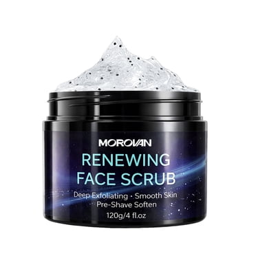 MOROVAN Men's Exfoliating Face Scrub Deep Pore Cleanser and Pre Shave Prep 4 fl oz