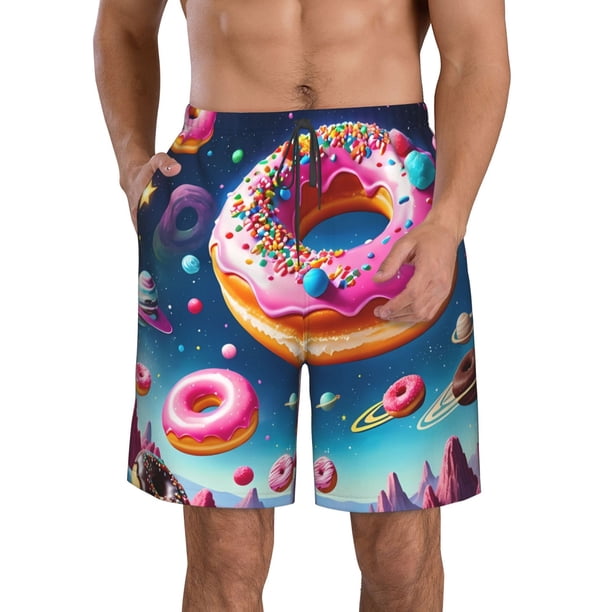 Fotbe Starry Sky Colorful Donut Trajes de Baño Estampados para Hombre, Shorts de Verano de Secado Rápido, Ropa de Playa, Bañadores-X-Large