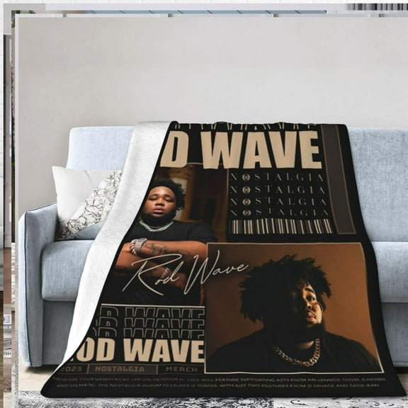 Rods Blanket Rapper Flannel Fleece Waves Blanket Ultra Soft Lightweight Throw Blanket for Bed Couch Living Room Black 60"x50"