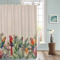 thumbnail image 3 of Fabric Shower Curtain, Summer Tropical Palm Tree with Parrot Beige Texture Shower Curtains with 12 Hooks Waterproof Machine Washable Bath Curtains for Bathroom,48x 72in, 3 of 6