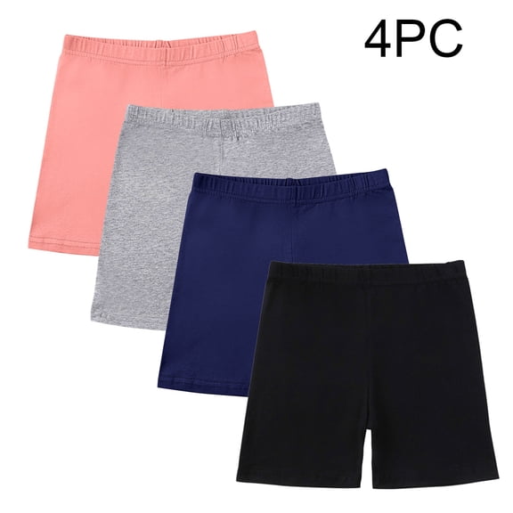 4 Pack Girls Bike Shorts Cotton Cartwheel Dance Under Dress Shorts for Kids