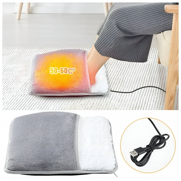 HIBIBUD Electric Heated Foot Warmers for Men and Women, USB Charging Soft Plush Washable Foot Warmer Heater Improve Sleeping Household Foot Warming Mat Electric Fast Heating Technology