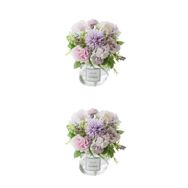 Yuarrent 2 pack/lote flores artificiales en jarrón aspecto realista elegante durabilidad fácil Type10 NO10