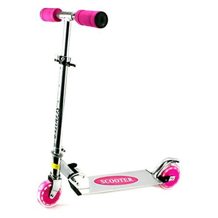 2 Wheels Scooter - Kick Riders Aluminum Children's Two Wheeled Metal Toy Kick Scooter, Adjustable Handlebar Height (Pink)