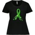 thumbnail image 3 of Inktastic Mental Health Awareness Ribbon with Green Hearts Women's Plus Size T-Shirt, 3 of 5