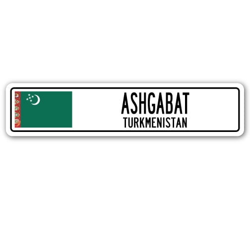 ASHGABAT TURKMENISTAN Street Sign Turkmen flag city country road wall gift