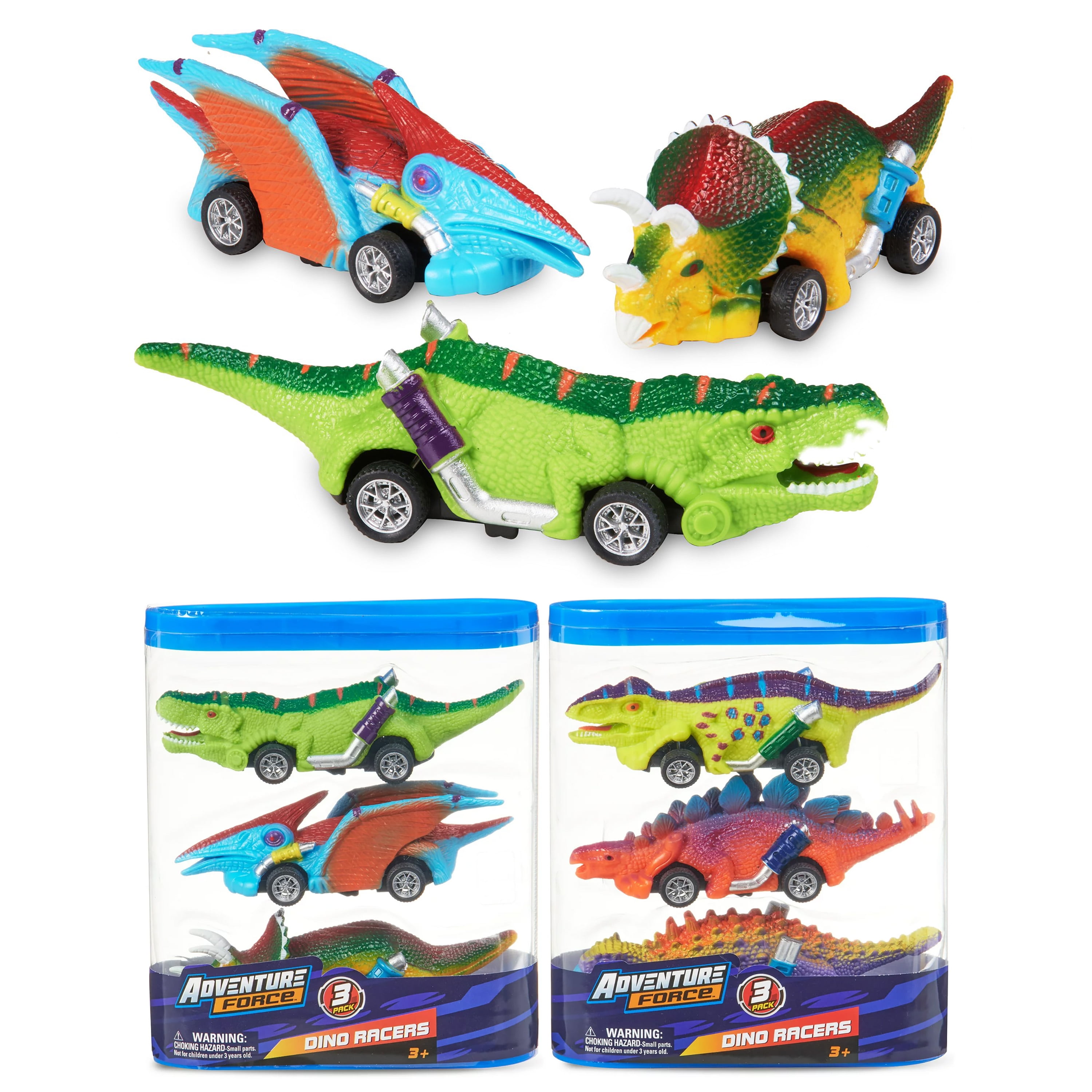 Adventure Force 3-Pack Dino Racers Vehicles - Amazing Toy for Kids and Children - Styles May Vary (Pack of 3 Vehicles)