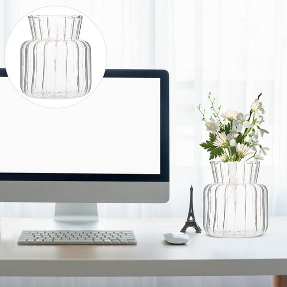 COSMOBETTY Striped Glass Vase For Flowers Clear Decorative Glass Vase For Bouquets Home Decor Dinner Table Centerpieces