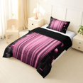 thumbnail image 2 of Manfei 3D Neon Stripes Twin Comforter Sets, Vertical Lines Bedding Set, Light Pink Black, Black Reversible 2pcs, 1 Comforter and 1 Pillowcase, 2 of 6