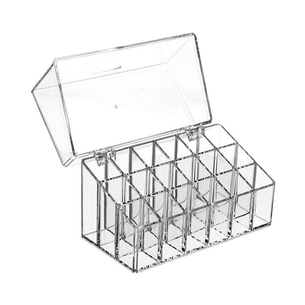 Estuche porta lápiz labial Organizador de maquillaje 18 ranuras Decoración de acero inoxidable para tocador Mostrador Vitrina Organizador de lápiz