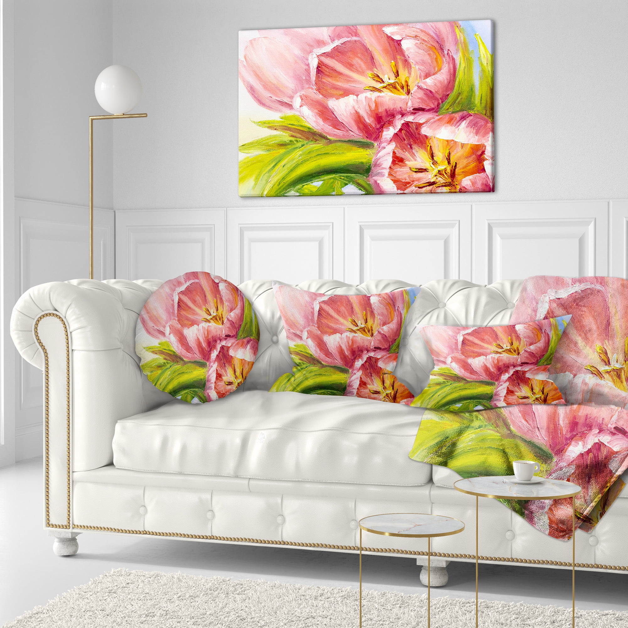 Designart Tulips Flowers - Floral Throw Pillow - 12x20