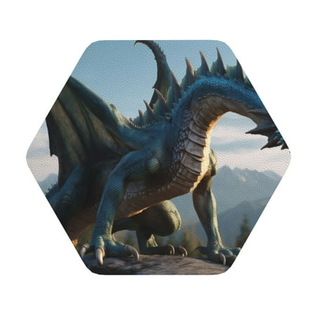 

Cauagu Wild Blue Cool Dragon for Round Coaster Drink Coasters Set of 4 Leather Bar Beer Beverage Cup Mat for Drinks for Tabletop Protection & Coffee Table Decor
