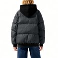 thumbnail image 5 of ClodeEU Womens Hooded Down Jacket ,Winter Warm Thicken Puffer Coats ,Casual Loose Zip Up Padded Quilted Coat Black,Womens Plus XXXL, 5 of 9