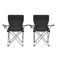 thumbnail image 2 of SONGMICS Sillas de Camping, Juego de 2 Sillas de Exterior, Apoyabrazos, Bolsillo para Tazas, Plegable, Carga de 120 kg, Negro MGCB01BK, 2 of 10