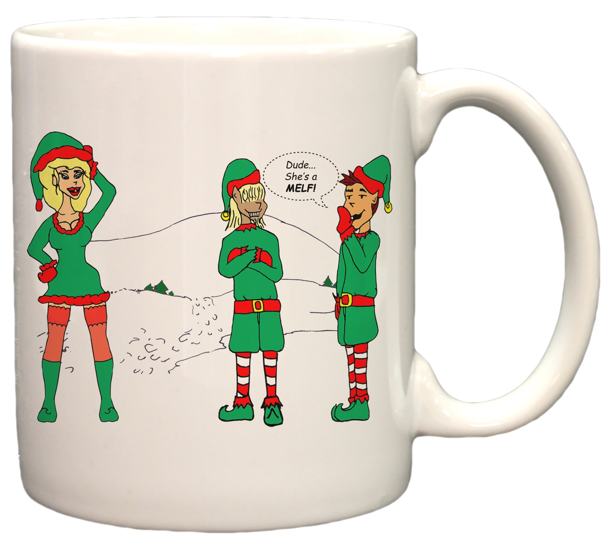 Dude She S A Melf Sexy Elf Funny Holiday Christmas Oz Coffee Mug Walmart Com