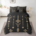 thumbnail image 2 of Manfei Tribal Aztec Adult Bedding Comforter Set 7-Piece, Black Brown Geometric King Bedding Sets, Western Sheep Skeleton Reversible Bed Sheets, Breathable Home Decor, 2 of 7