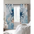 thumbnail image 4 of Octopus Blackout Curtains for Bedroom Living Room Darkening Curtains 63 Inches Long Blue Coastal Starfish Ocean Coral Nautical Window Curtain 2 Panels Set Window Treatment Grommet Drapes 42"x63", 4 of 9