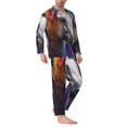 thumbnail image 2 of Fotbe Colorful Haired White Horse Pijama de Hombre con Estampado de Manga Larga, Conjunto de 2 Piezas, Ropa de Dormir Suave y Cómoda con Bolsillos-X-Large, 2 of 7