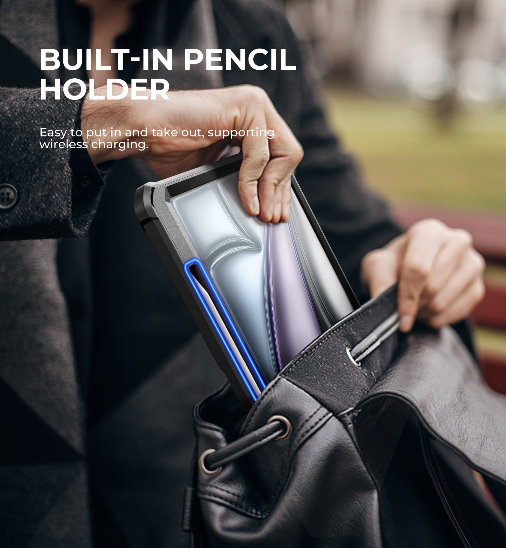 Dexnor for iPad Air 13 Inch Case 2025/2024 (M3/M2) with Pencil Holder, [Built-in Screen Protector & Multi-Angle Kickstand] Heavy Duty Shockproof Full Body Protective Cover for iPad Air 13, Black